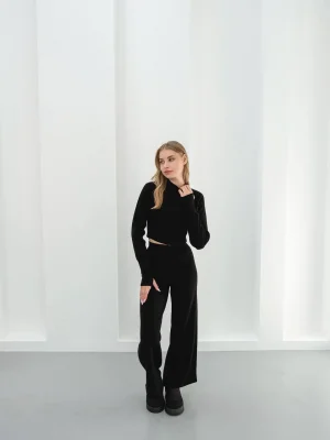 Kadın Parmak Geçmeli Crop-Pantolon 2li Takım