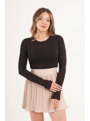 Kadın Şortlu Beli Lastikli Pileli Taş Mini Etek