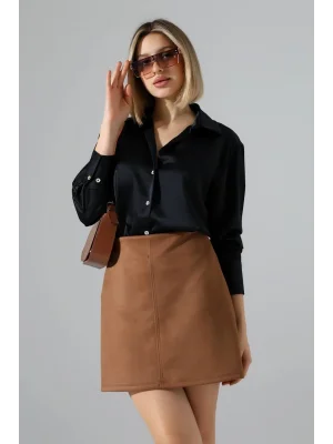 Kadın Süet Taba Mini Etek