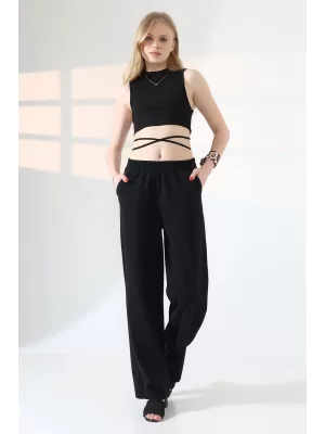 Kadın Yumuşak Doku Premium Gabardin Palazzo Pantolon
