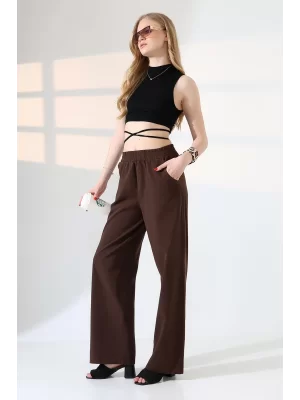 Kadın Yumuşak Doku Premium Gabardin Palazzo Pantolon