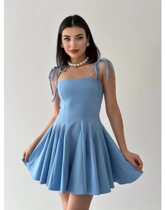 Kadın Askı Detaylı Astarlı Mini Elbise
