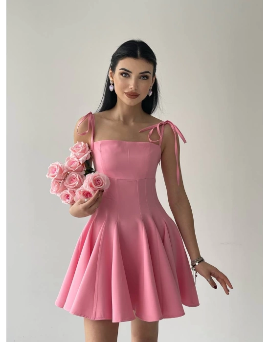 Kadın Askı Detaylı Astarlı Mini Elbise