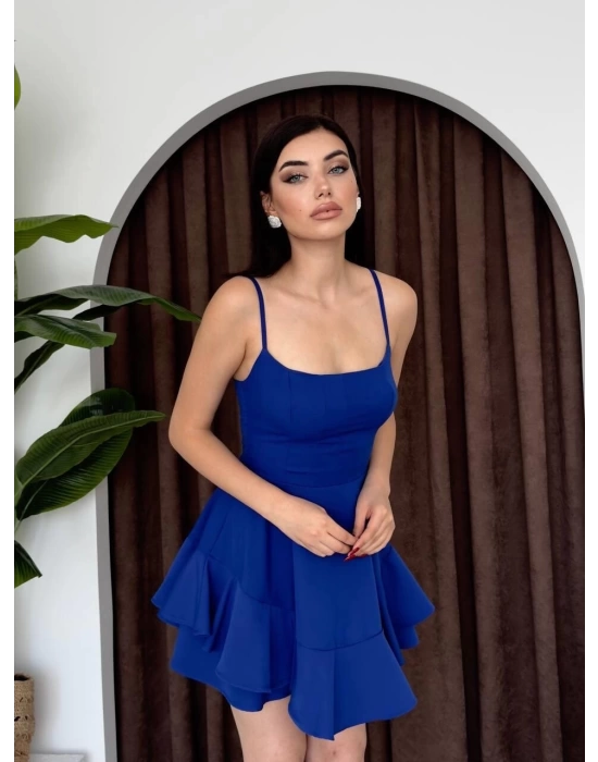 Kadın Atlas Kumaş Fırfırlı Elbise
