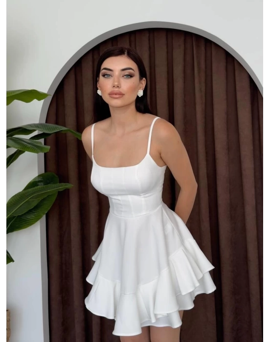 Kadın Atlas Kumaş Fırfırlı Elbise