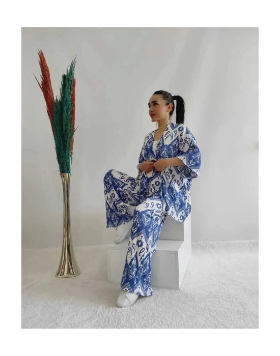 Kadın Desenli Kimono 2li Takım