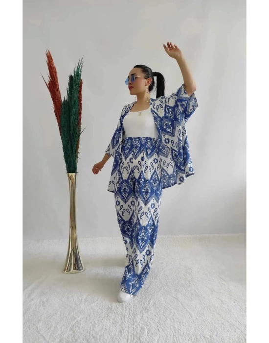 Kadın Desenli Kimono 2li Takım