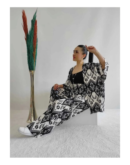 Kadın Desenli Kimono 2li Takım