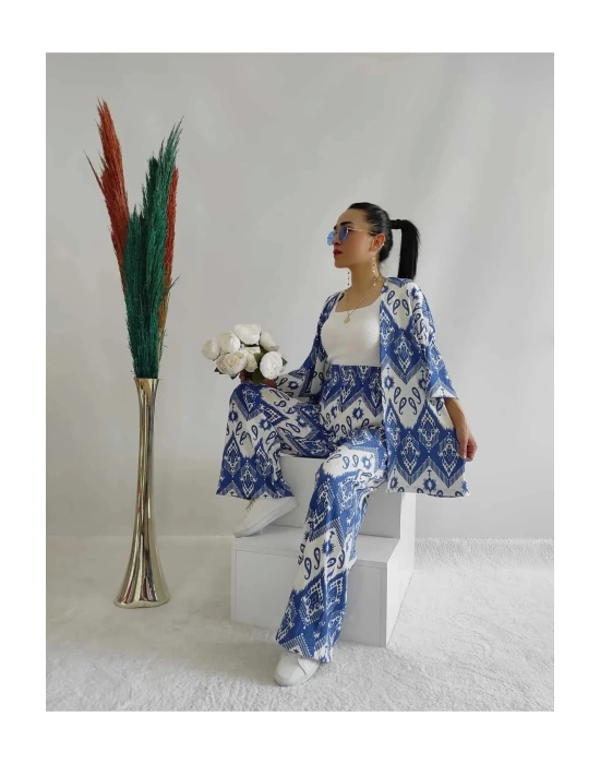 Kadın Desenli Kimono 2li Takım