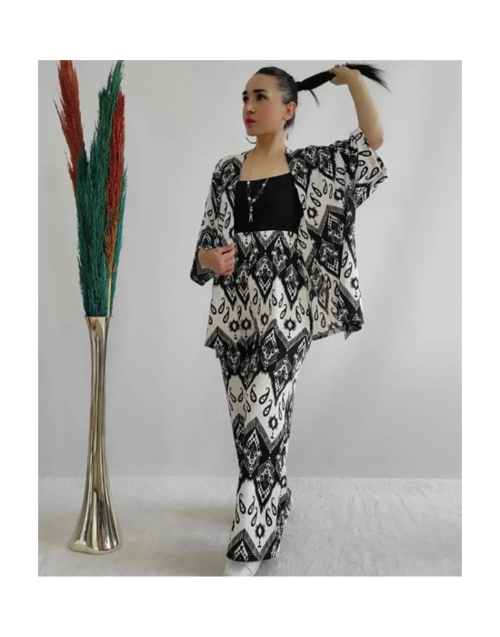Kadın Desenli Kimono 2li Takım