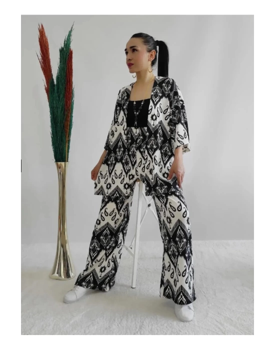 Kadın Desenli Kimono 2li Takım