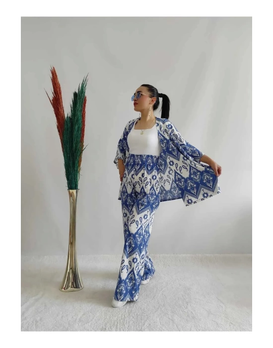 Kadın Desenli Kimono 2li Takım