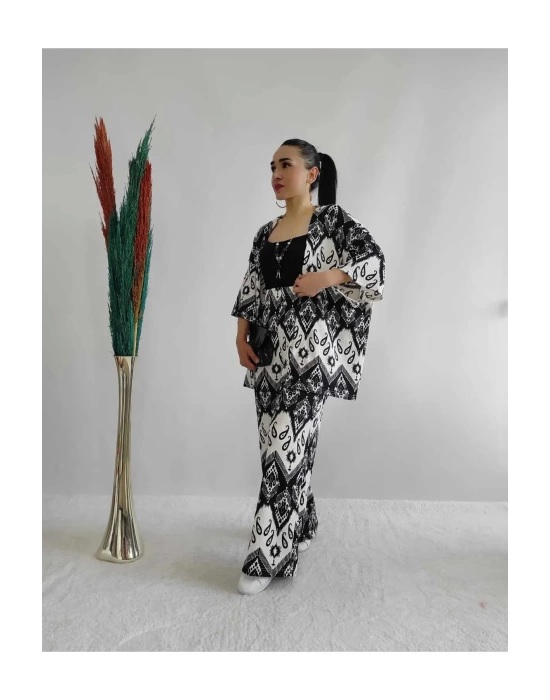 Kadın Desenli Kimono 2li Takım