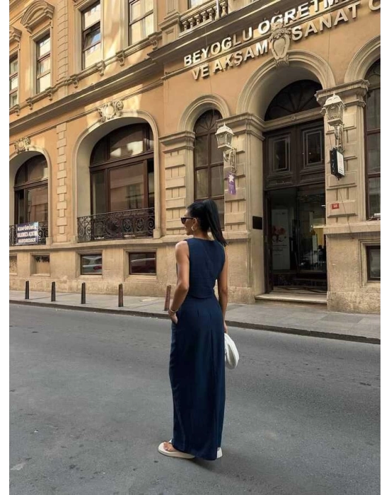 Kadın Keten Yelek-Etek 2li Takım