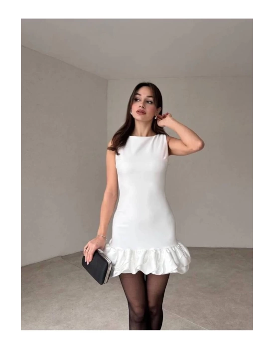 Kadın Kolsuz Eteği Fırfırlı Şortlu Mini Elbise