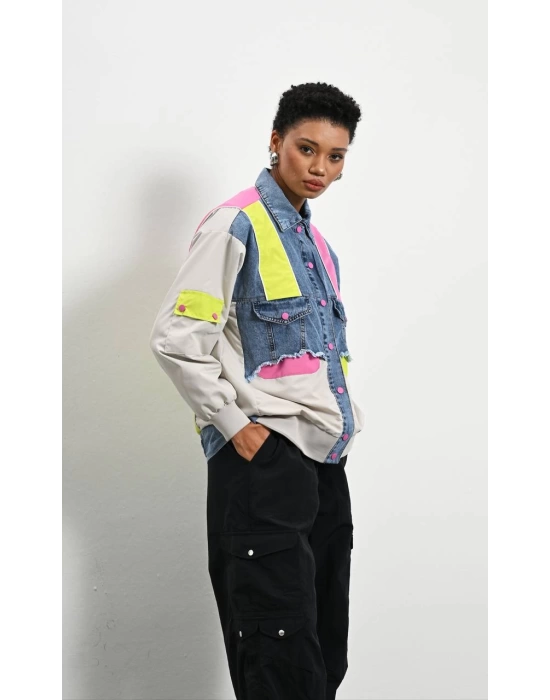 Kadın Premium Mix Bomber Ceket
