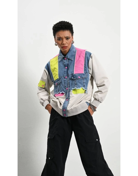Kadın Premium Mix Bomber Ceket