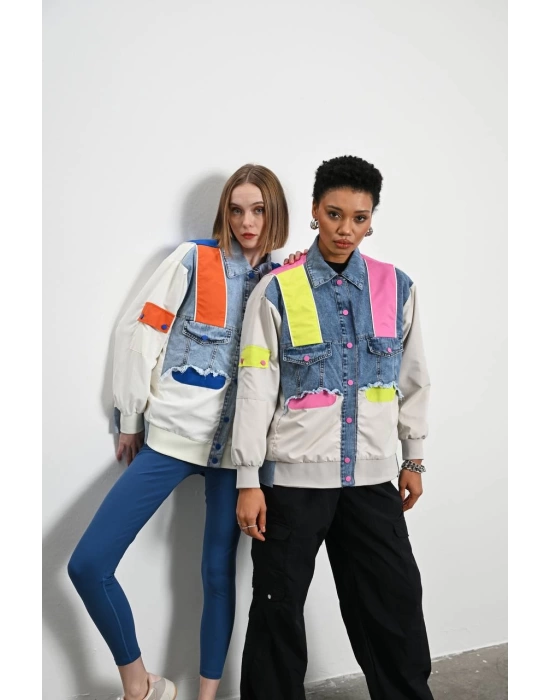 Kadın Premium Mix Bomber Ceket