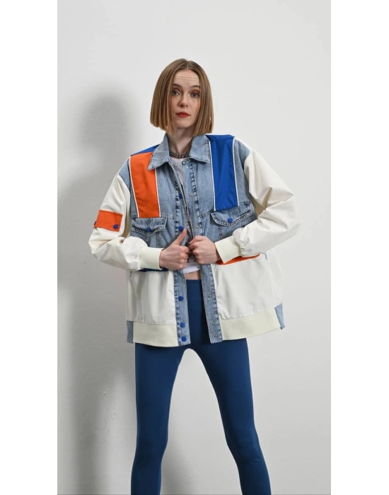 Kadın Premium Mix Bomber Ceket