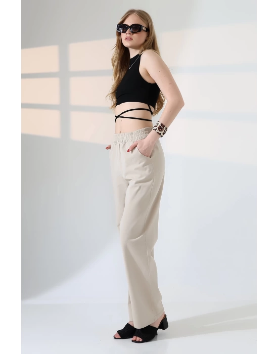 Kadın Yumuşak Doku Premium Gabardin Palazzo Pantolon