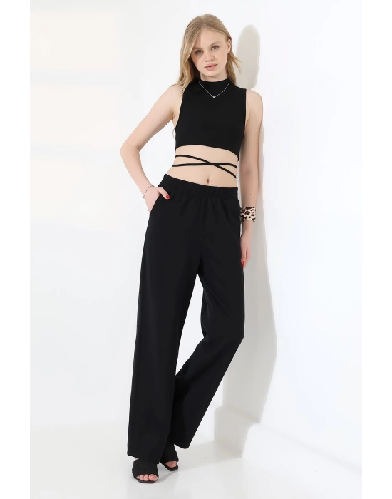 Kadın Yumuşak Doku Premium Gabardin Palazzo Pantolon