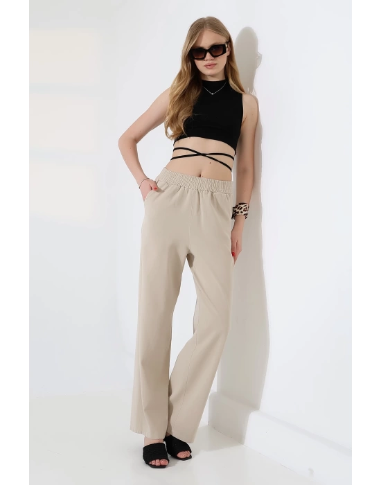Kadın Yumuşak Doku Premium Gabardin Palazzo Pantolon