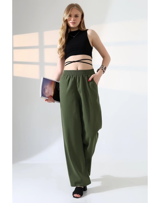 Kadın Yumuşak Doku Premium Gabardin Palazzo Pantolon