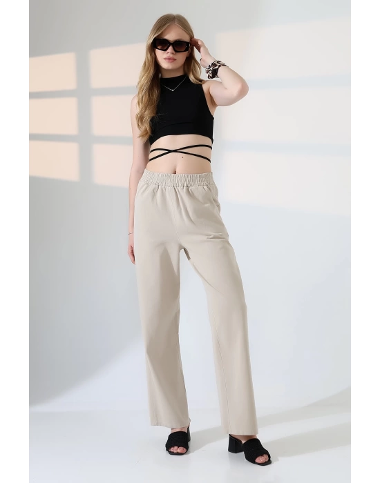 Kadın Yumuşak Doku Premium Gabardin Palazzo Pantolon