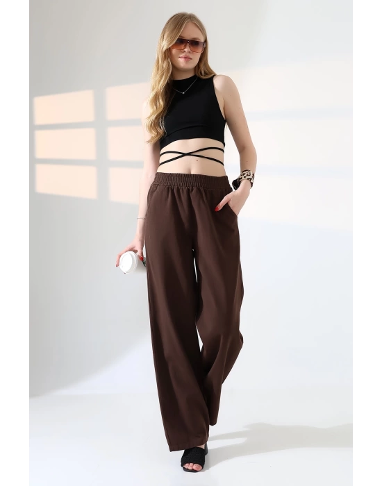 Kadın Yumuşak Doku Premium Gabardin Palazzo Pantolon