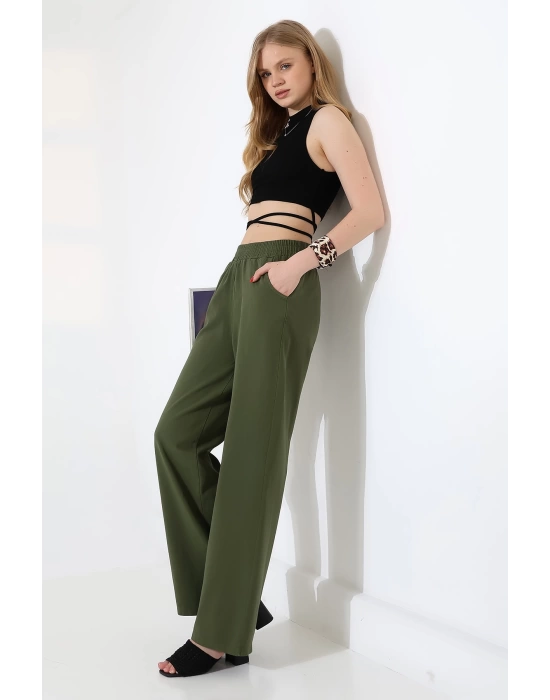 Kadın Yumuşak Doku Premium Gabardin Palazzo Pantolon