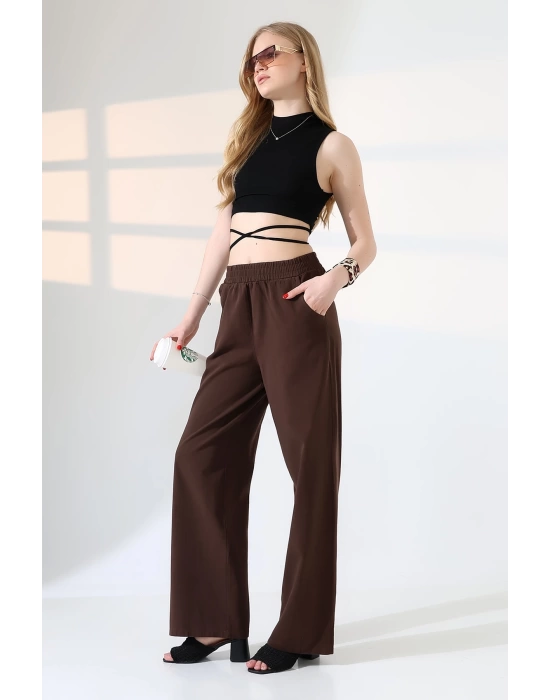 Kadın Yumuşak Doku Premium Gabardin Palazzo Pantolon