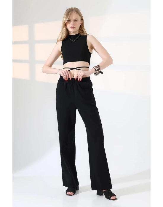 Kadın Yumuşak Doku Premium Gabardin Palazzo Pantolon