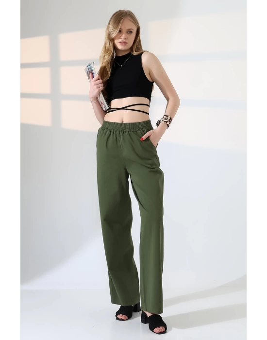 Kadın Yumuşak Doku Premium Gabardin Palazzo Pantolon