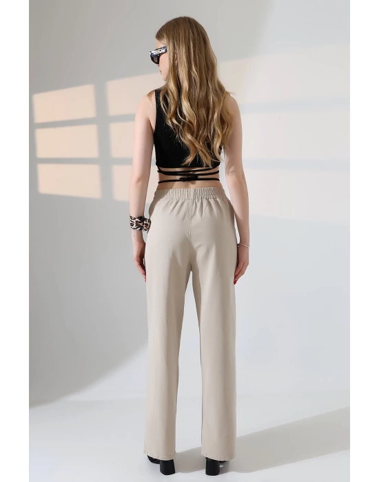 Kadın Yumuşak Doku Premium Gabardin Palazzo Pantolon