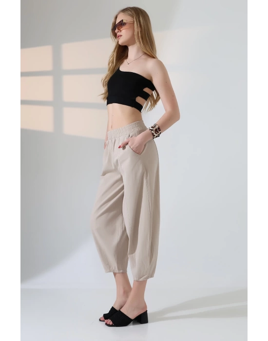 Kadın Yumuşak Doku Premium Şalvar Gabardin Pantolon