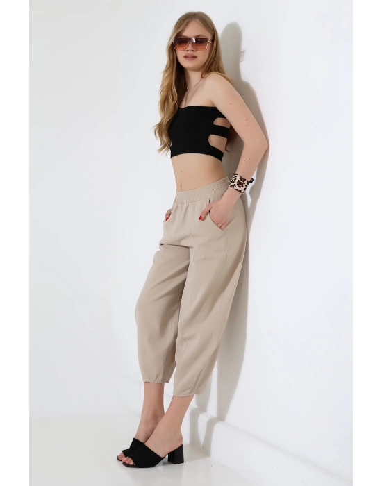 Kadın Yumuşak Doku Premium Şalvar Gabardin Pantolon