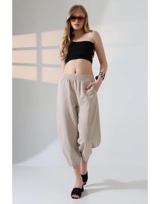 Kadın Yumuşak Doku Premium Şalvar Gabardin Pantolon