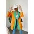 Kadın Astarlı Turuncu Yeşil Blazer Ceket