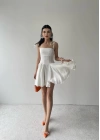 Kadın Askı Detaylı Astarlı Mini Elbise