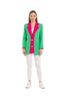 Kadın Astarlı Fuşya Yeşil Blazer Ceket