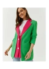 Kadın Astarlı Fuşya Yeşil Blazer Ceket