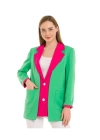 Kadın Astarlı Fuşya Yeşil Blazer Ceket