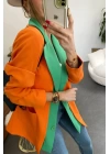 Kadın Astarlı Turuncu Yeşil Blazer Ceket