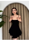 Kadın Atlas Kumaş Fırfırlı Elbise
