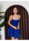 Kadın Atlas Kumaş Fırfırlı Elbise