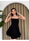 Kadın Atlas Kumaş Fırfırlı Elbise