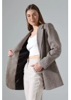 Kadın Balık Sırtı Dirsek Detaylı Tek Düğme Kruvaze Blazer Ceket
