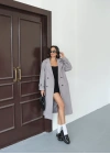 Kadın Kemerli Astarlı Kaşe Kaban