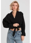 Kadın Kemerli Reglan Kısa Ceket
