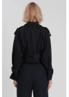 Kadın Kemerli Reglan Kısa Ceket